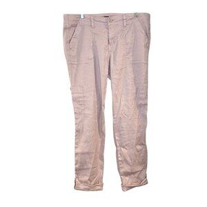 Level 99 Dayla Cargo Violet Khaki Relaxed Linen Blend Cargo Pants Womens Size 31